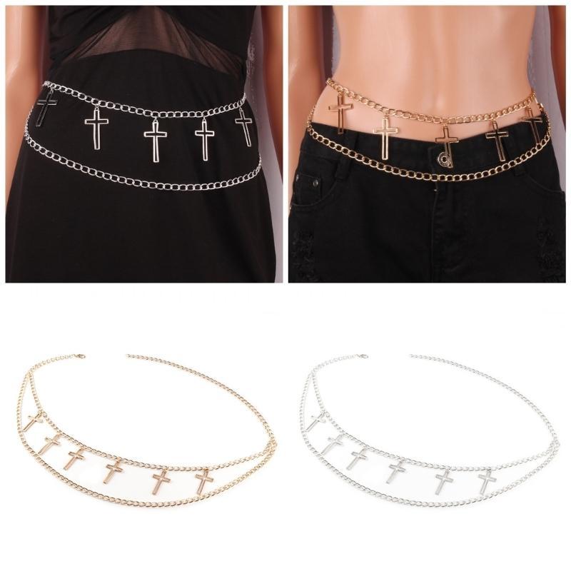 Women Formal Event Wear - 39BD Popüler Zincir Kemer Metalik Çapraz
