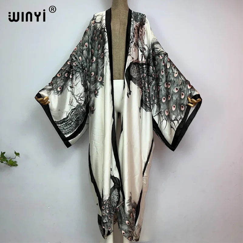 Young Women'S Formal Wear - WINYI yaz klasik tavuskuşu baskı kimono
