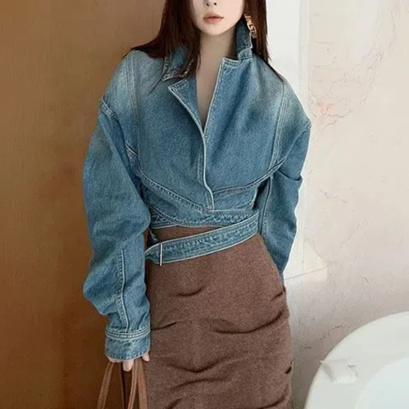 Unique Women'S Formal Wear - Mavi Yıkanmış Retro Denim Ceket Kadınlar
