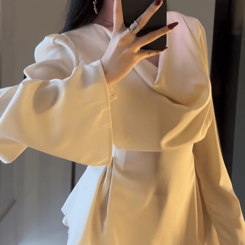 Female Formal Wear - Gömlek kadın fransız mizaç bayanlar rüzgar
