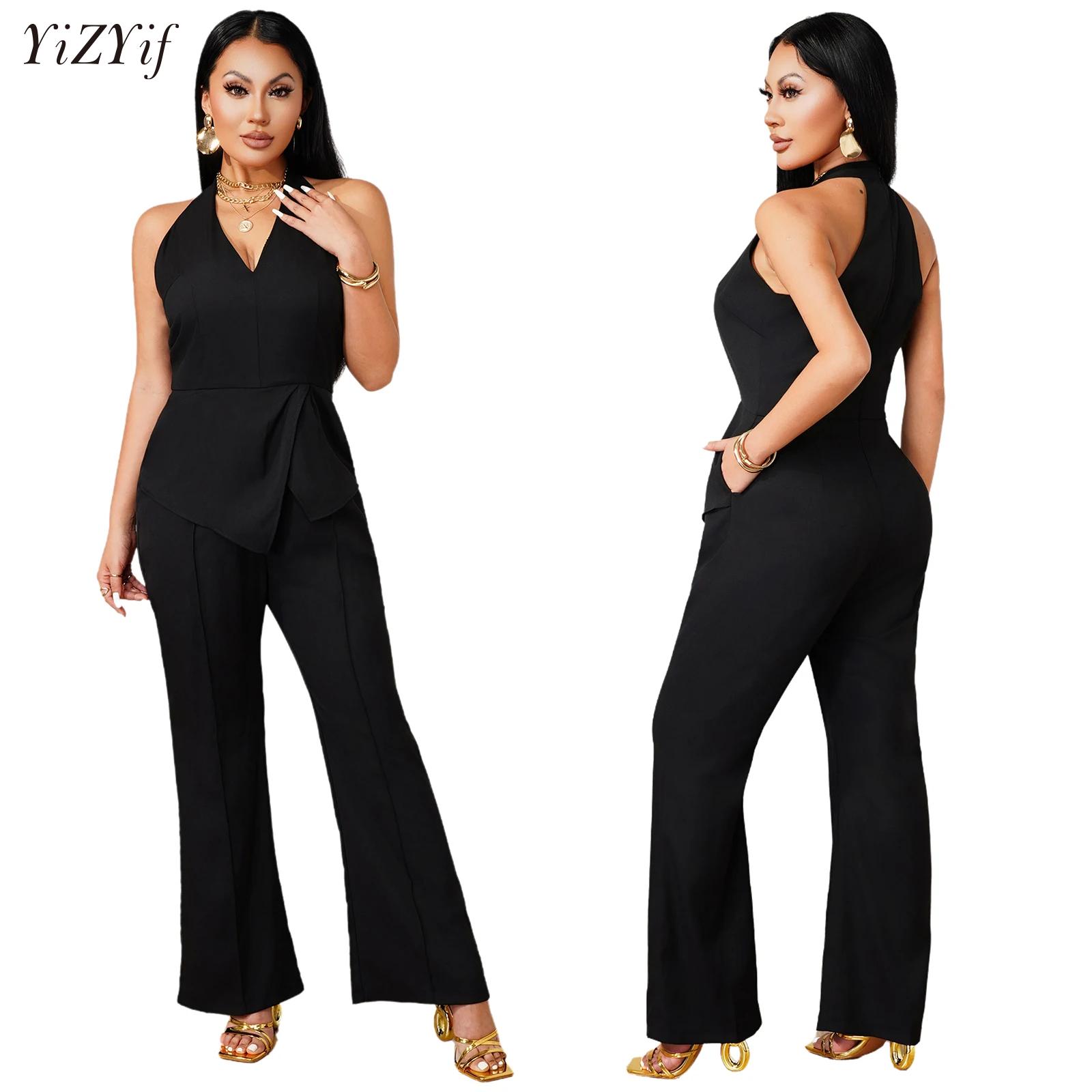 Women'S Elegant Formal Wear - Kolsuz V Yaka Tulum Asimetrik Drapeli