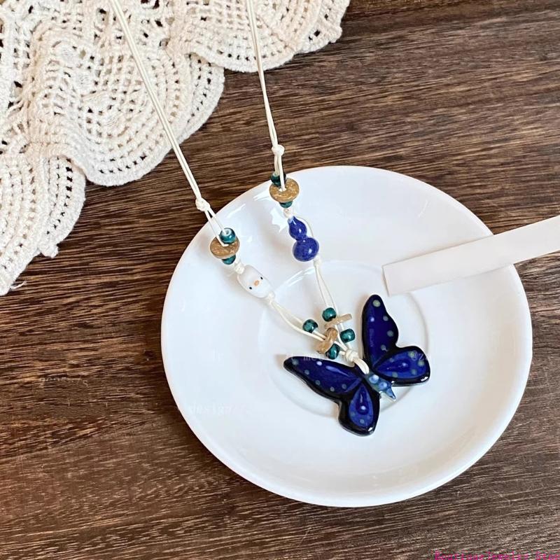 Unique Women'S Formal Wear - E1PE Şık Kelebek Charm Kolye Günlük