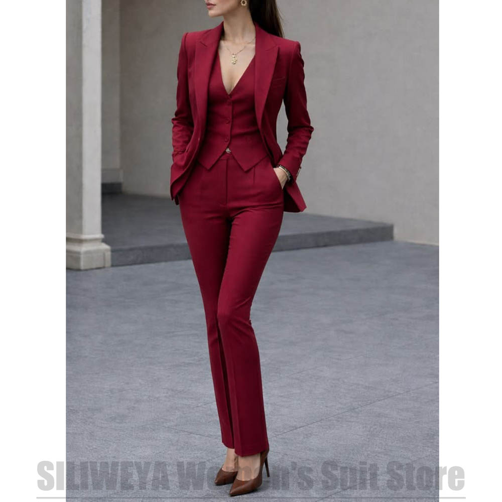 Women Formal Wear With Blazer - Kadın 3 Parça Takım Elbise Seti
