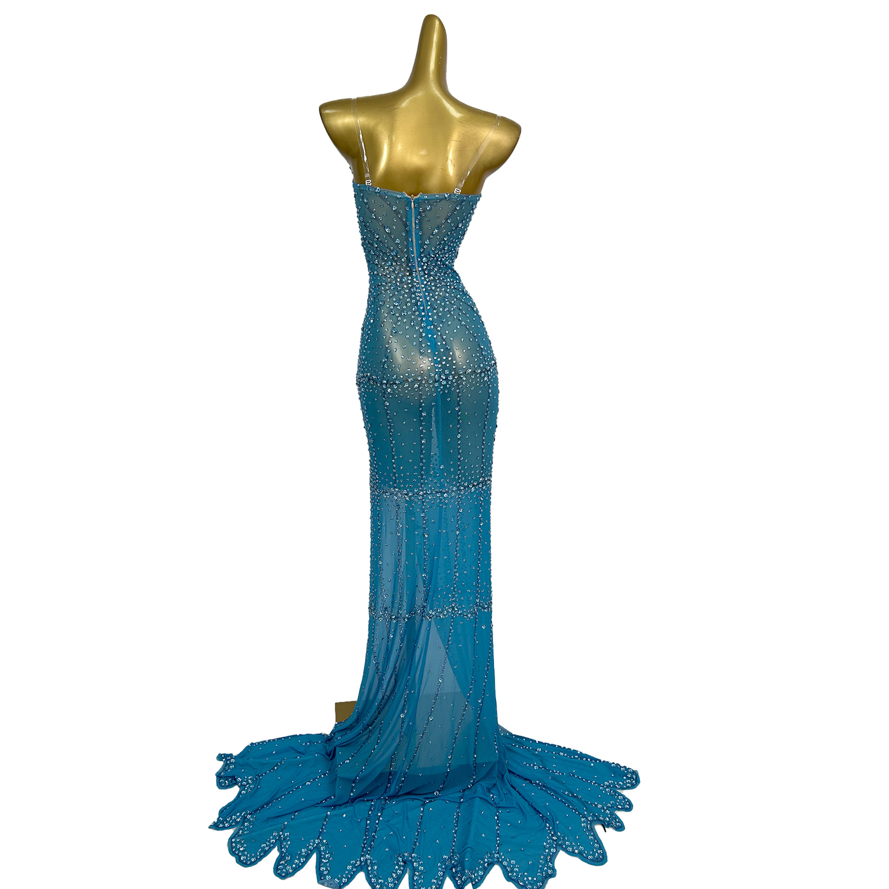 High End Women'S Formal Wear - High-end Düğün Işıltılı Kristaller Gece Elbisesi