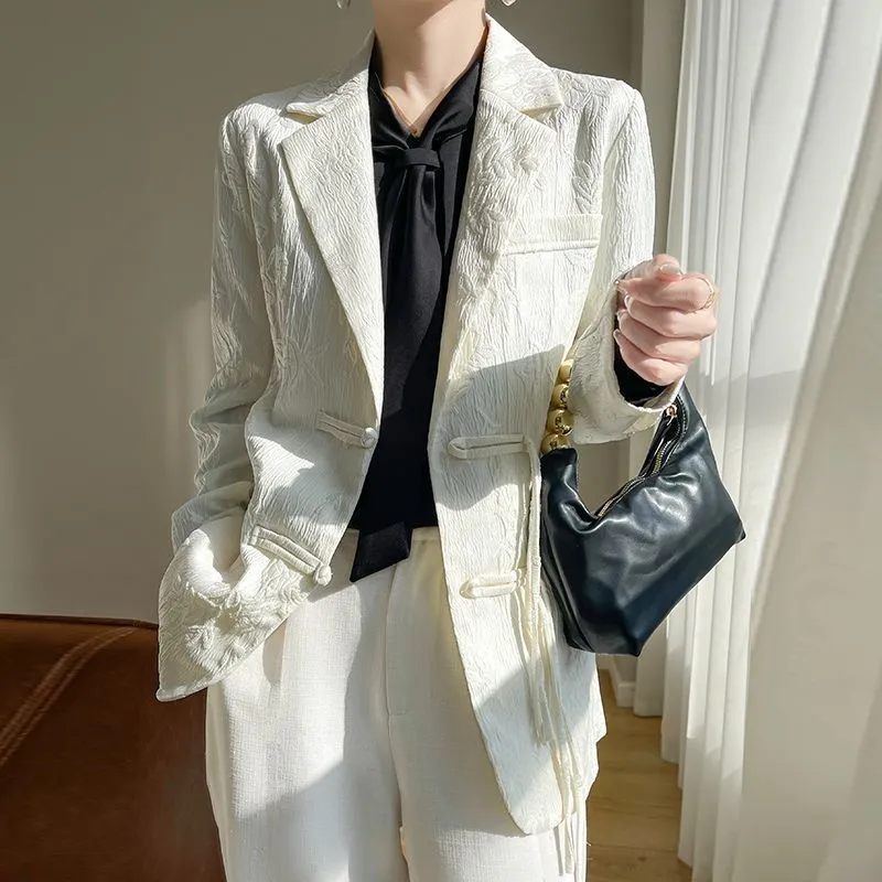 Kadın Beyaz Dokulu Blazer Ceke - Women Formal Wear With Blazer incelemesi ve fiyatı