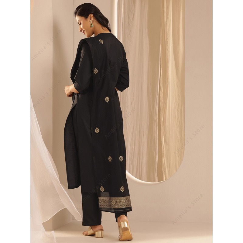 Kadın Siyah Jakarlı Kurta Pant - Women Formal Wear Ethnic incelemesi ve fiyatı
