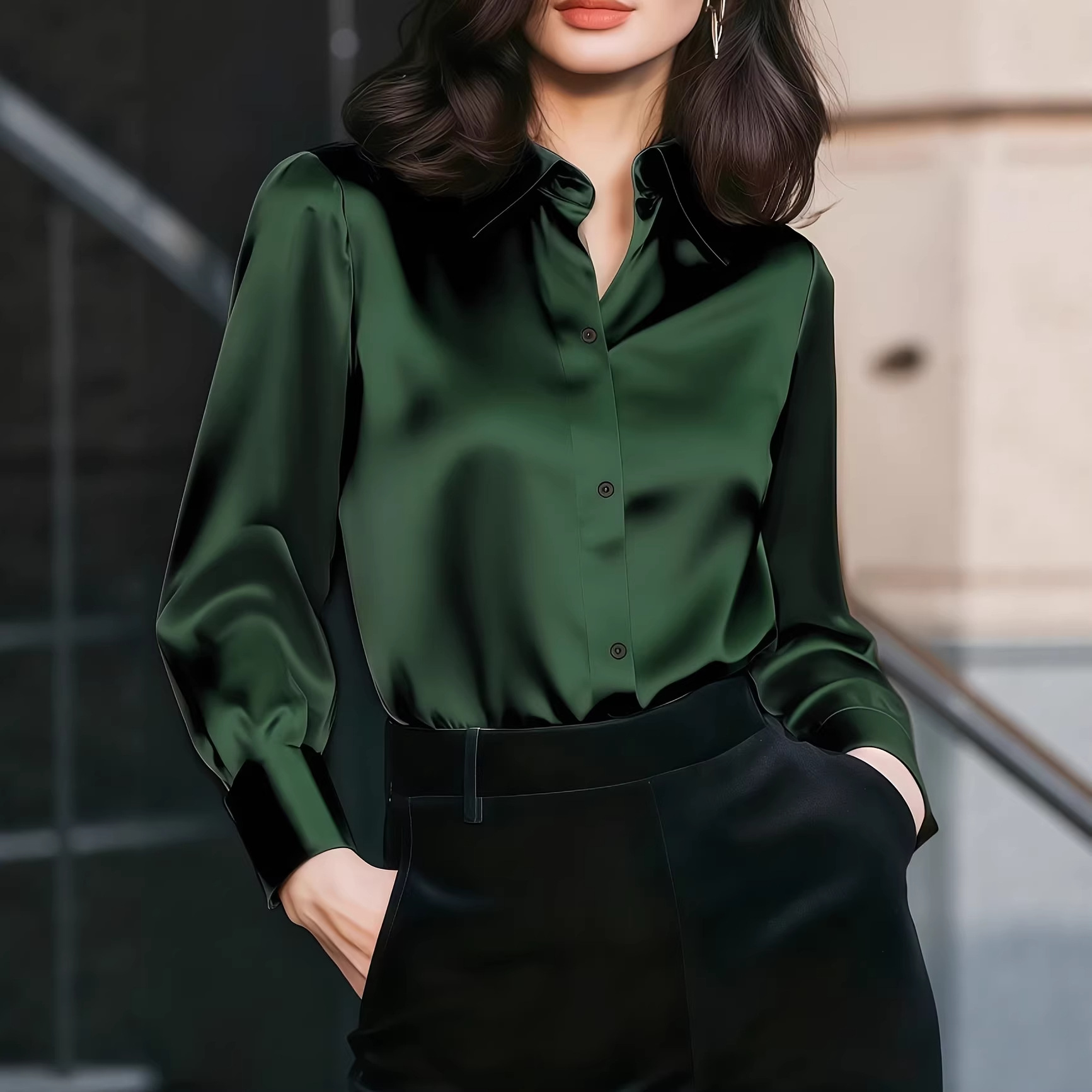 Kadın Saten Yaka Detaylı Bluz, - Women'S Elegant Formal Wear incelemesi ve fiyatı